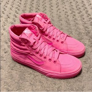 Custom pink on pink high top Vans